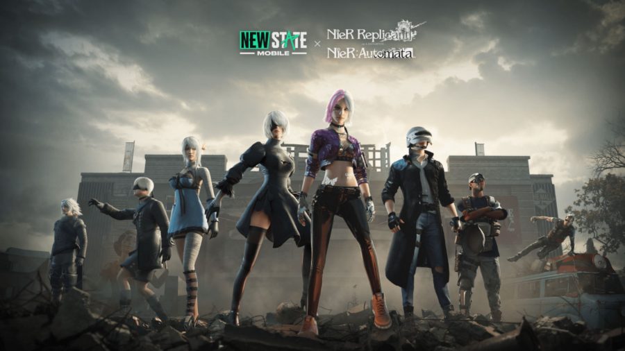 Promo art from the PUBG New State NieR crossover event