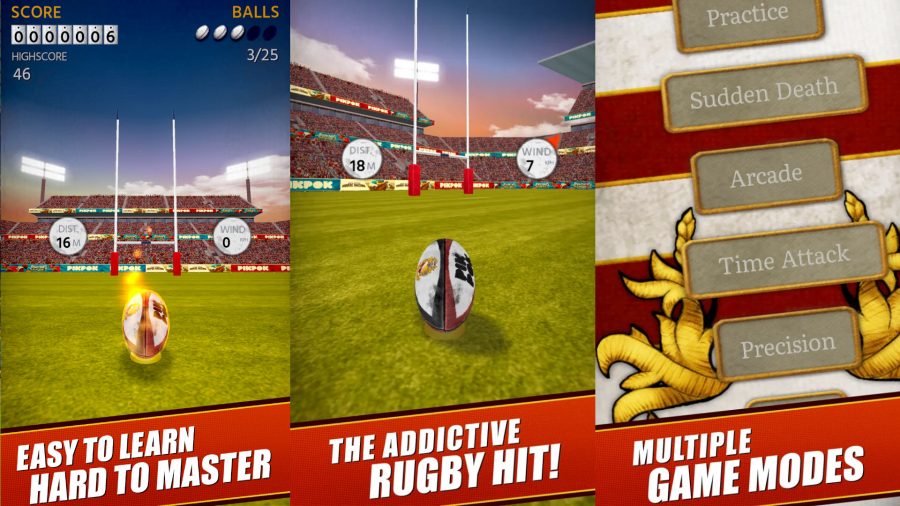 Promo art for Kick Flick Rugby, one of the few rugby games with just kicking