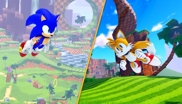 On the left Sonic in Roblox, on the right Tails in Roblox.