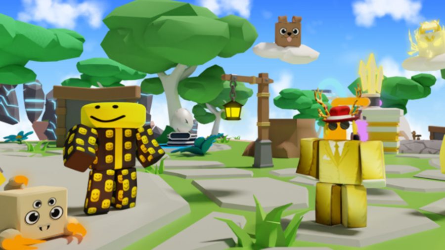 Roblox Tapping Legends X characters in a sunny landscape