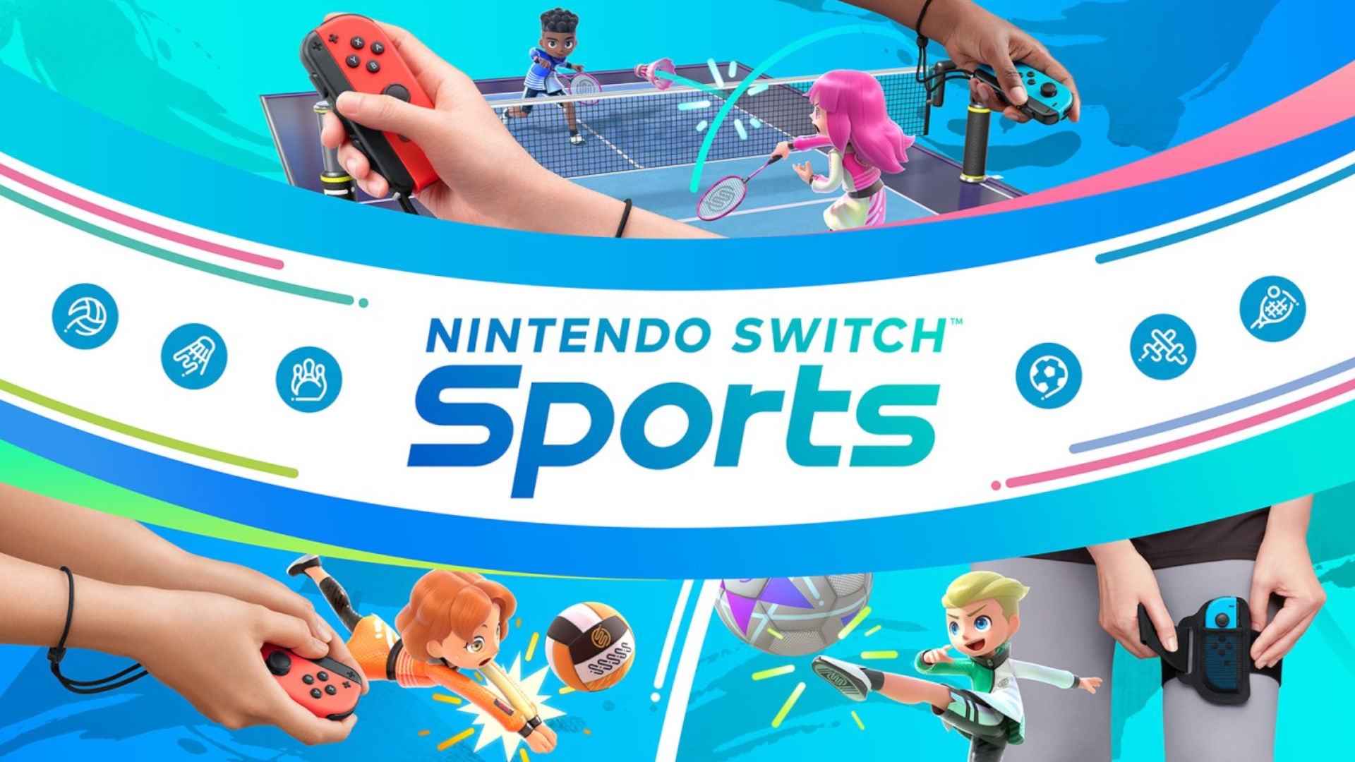 Cover art for Nintendo Switch Sports, one of the upcoming tennis games on Switch