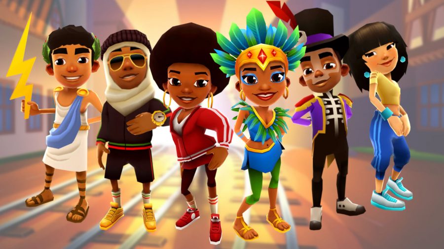 A group of Subway Surfers characters