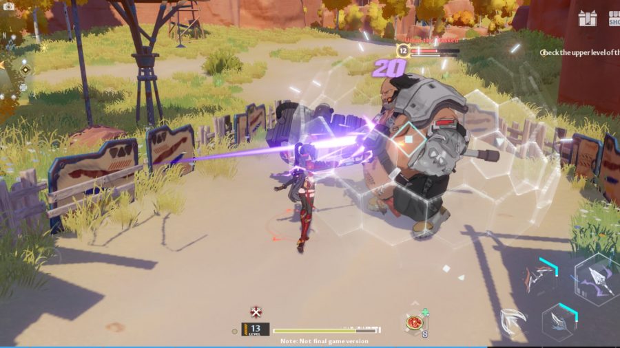 Simulacra Echo in combat, throwing an electric spear at an enemy