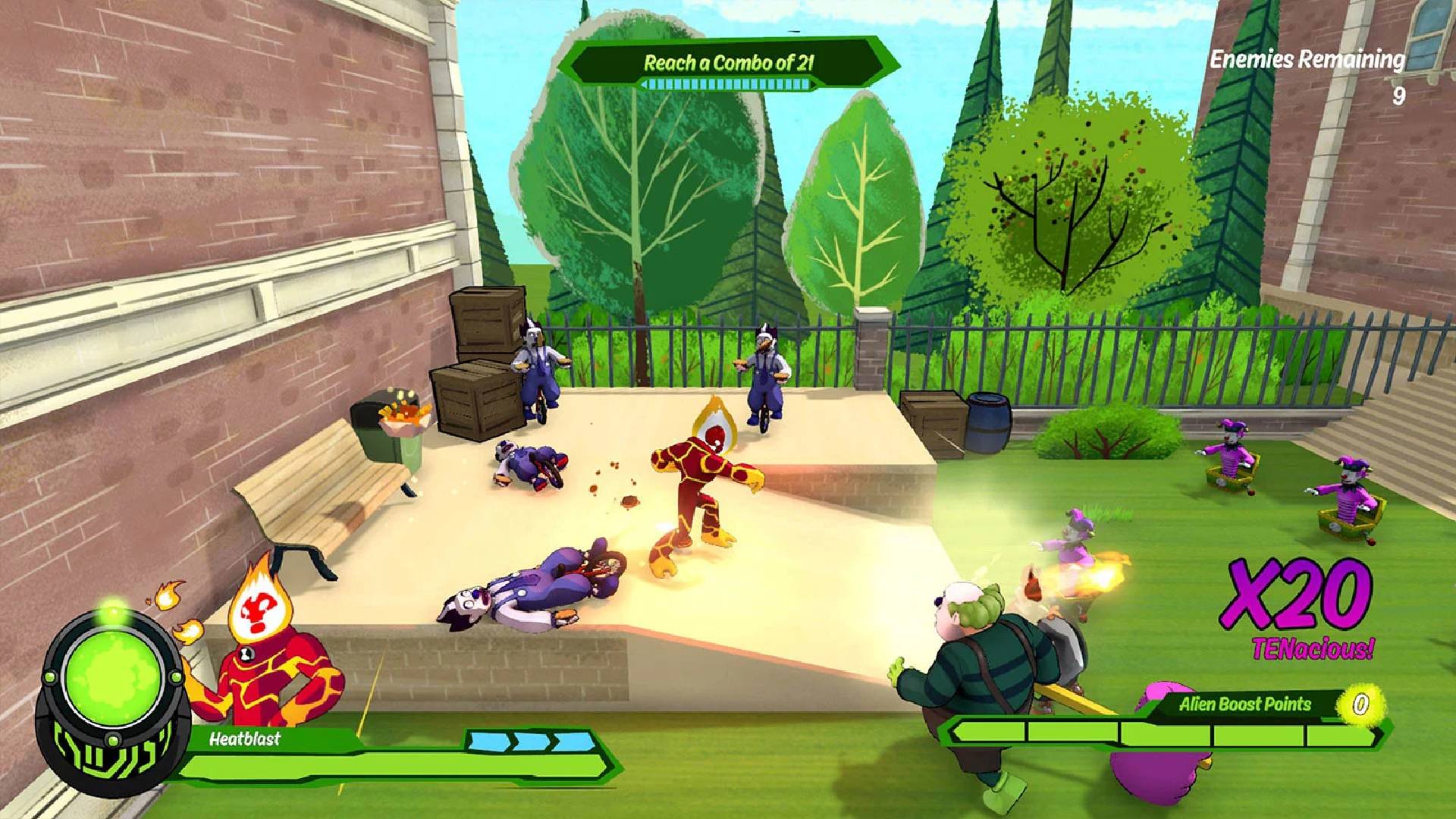 best cartoon network games: Ben 10 transforms into a fire monster and attacks bad guys 