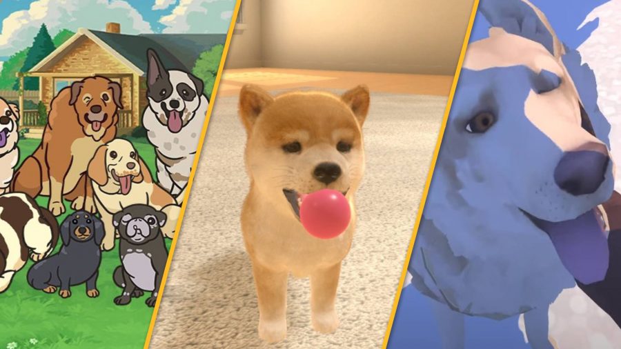 Dog games: Screenshots show a few games filled with dogs