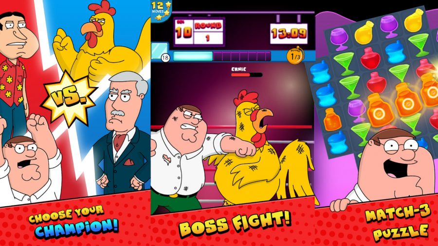 Peter Griffin fighting a chicken