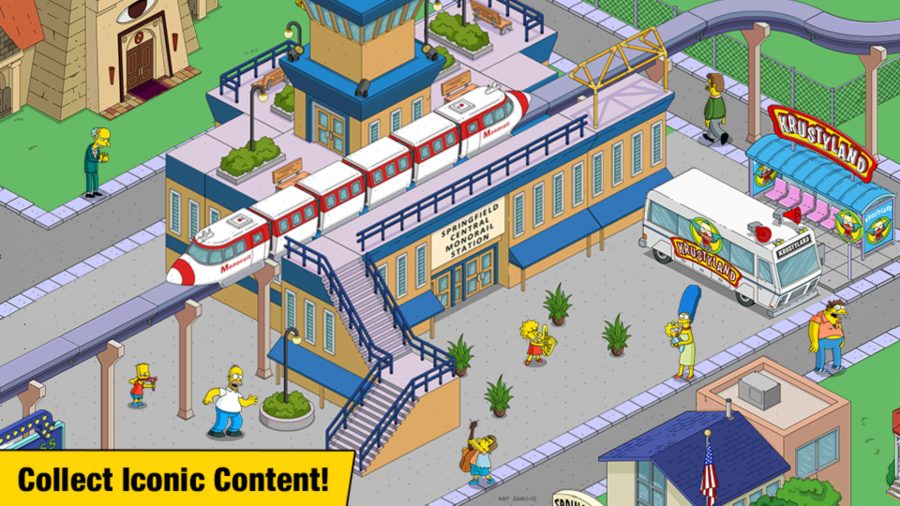 A monorail and the Simpsons family 