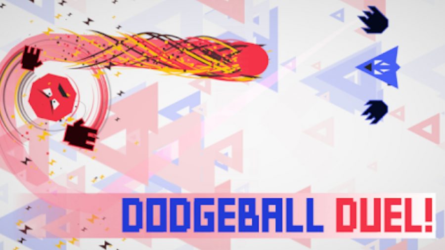 Promo art for Dodgeball Duel with two in-game dodgers battling