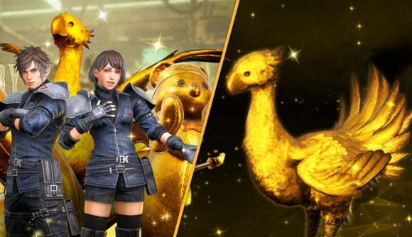 Two soldiers and a gold chocobo