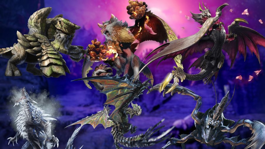 All the new Monster Hunter Rise monsters - Malzeno, Garangolm, Lunagaron, Astalos, Shogun Ceanataur, and Blood Orange Bishaten.