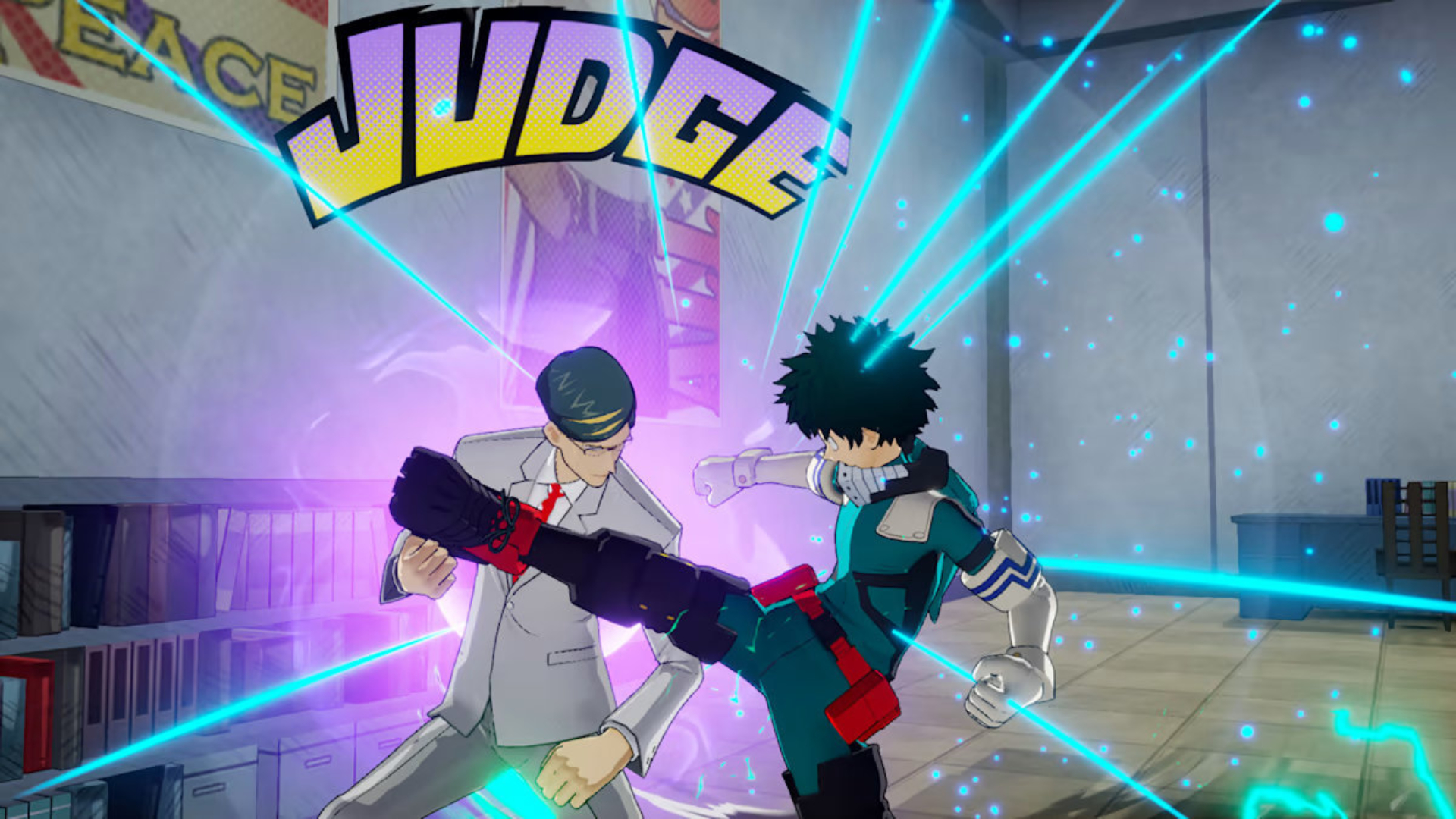 Izuku performing a kick in My Hero One's Justice 2