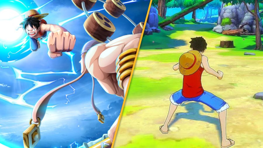 Custom header using key art and screenshots from One Piece Fighting Path