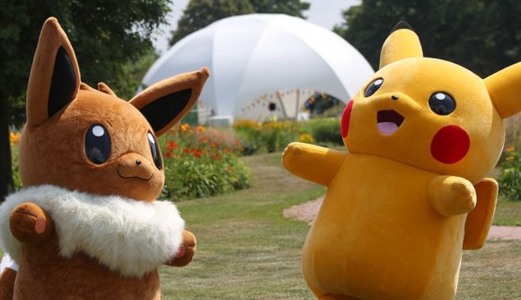 Eevee and Pikachu celebrating at Pokémon Go Fest Berlin