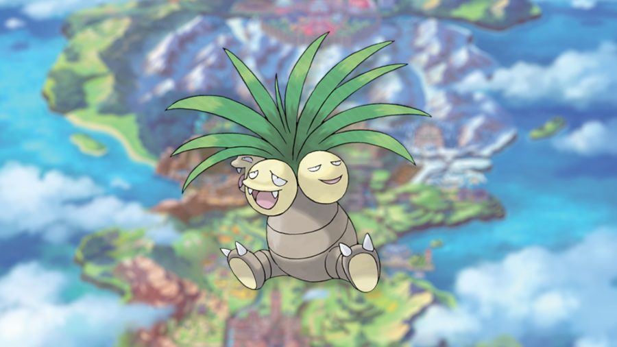 The psychic Pokémon Exeggutor, who looks like a palm tree, except the coconuts are its face.