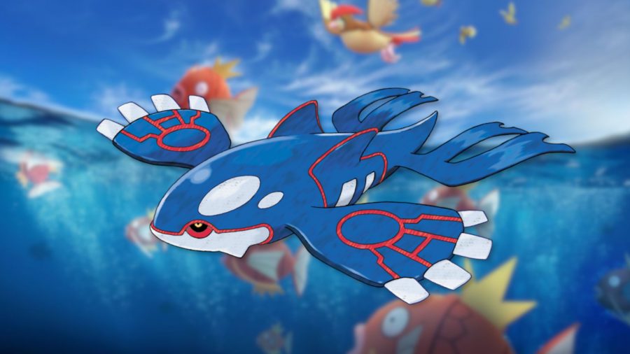 Image of Kyogre on an ocean background