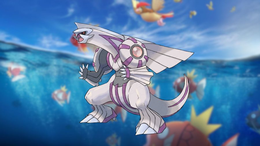 Image of Palkia on an ocean background