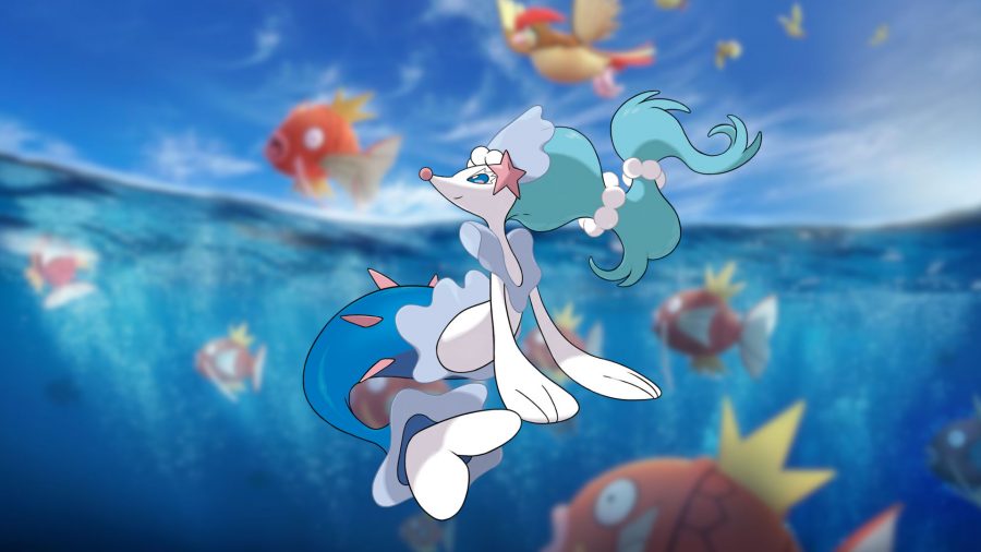 Image of Primarina on an ocean background