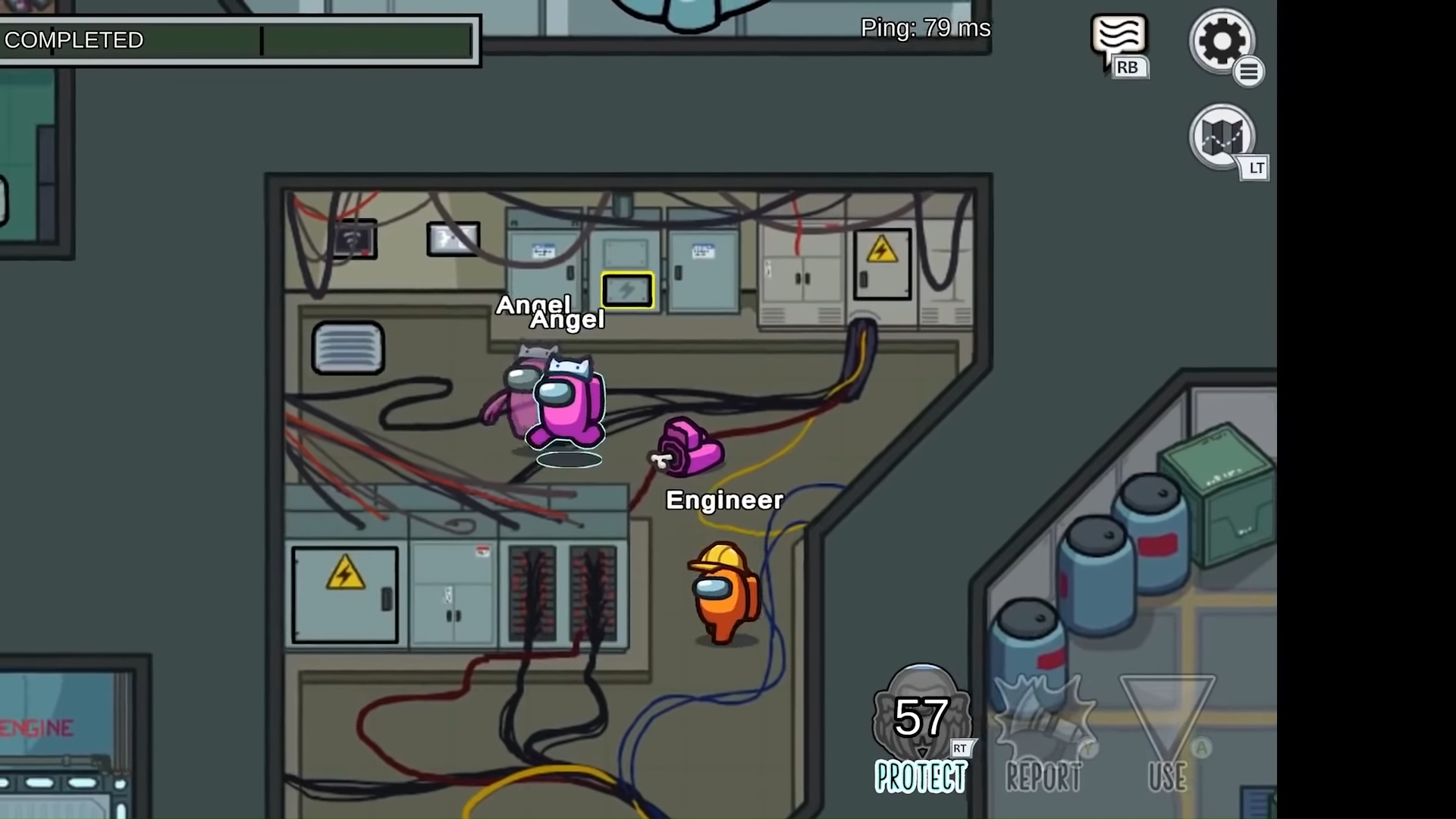 Addictive games - Among Us. A screenshot shows a selection of astronauts aboard their ship.