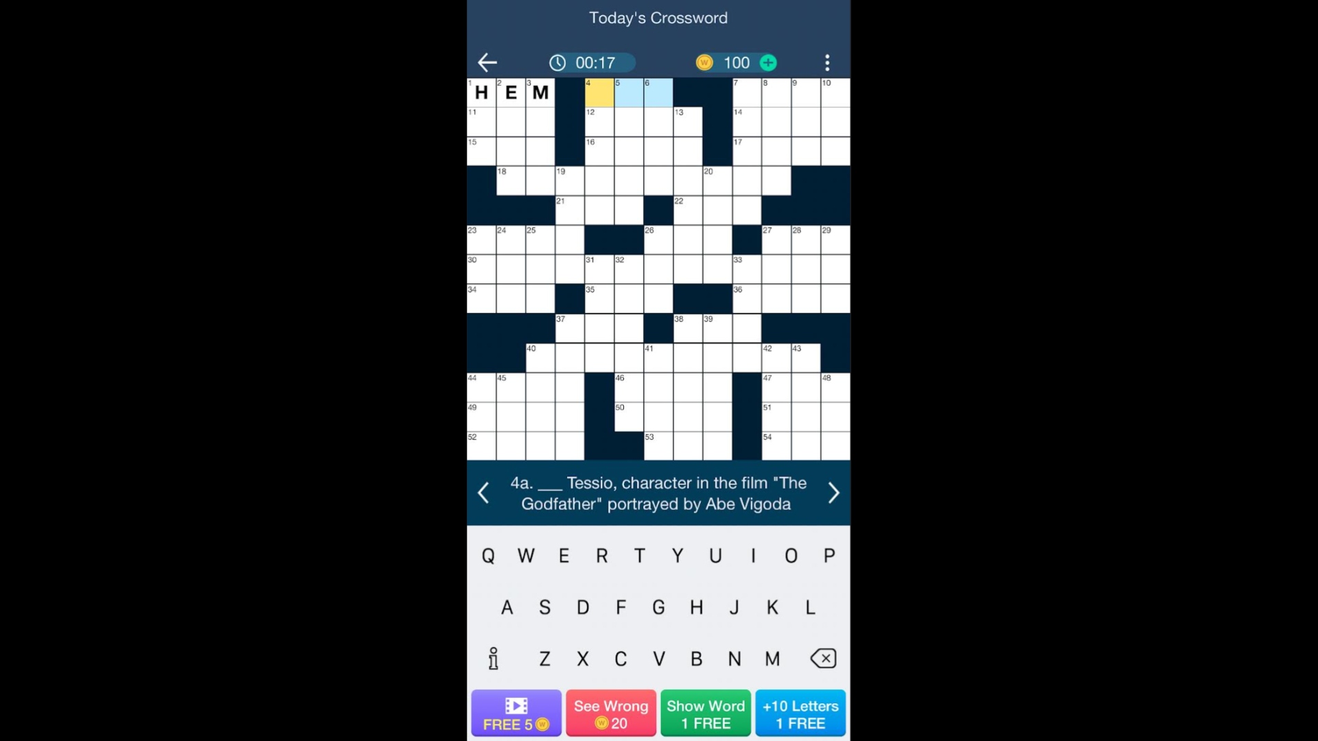 Addictive games - Daily Themed Crossword Puzzles. Image shows a crossword in progress.