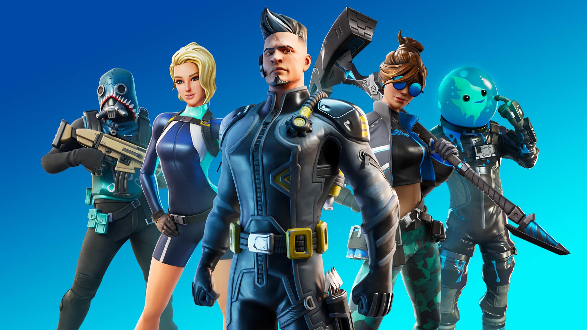 Addictive games - Fornite. An image shows a group of characters from the game.