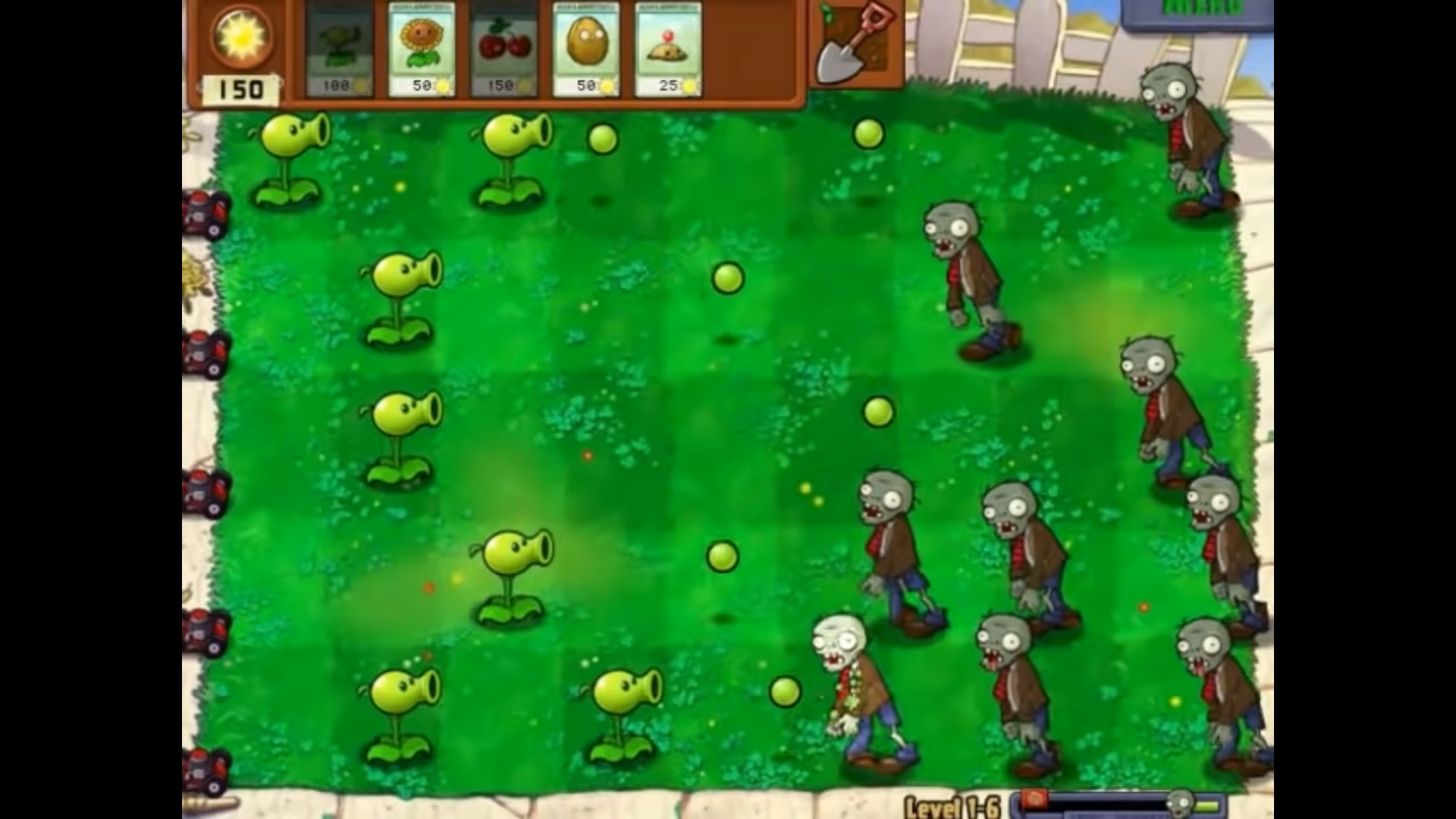 Addictive games - Plants vs Zombies. A screenshot shows Peashooters shooting at zombies in the garden.