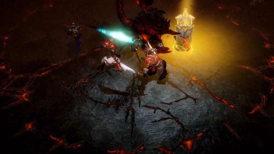 Screenshot of battling alongside other players in Diablo Immortal
