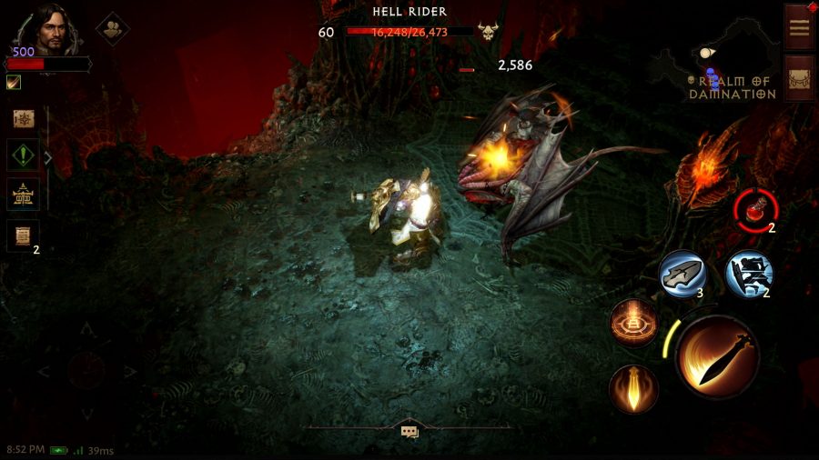 Screenshot of battling a hell rider in Diablo Immortal review