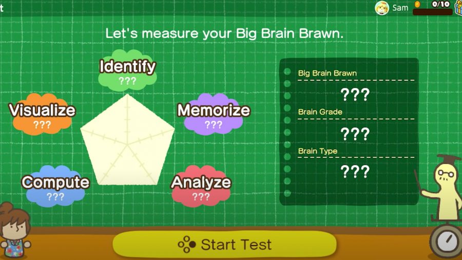 Someone about to start a test in Big Brain Academy