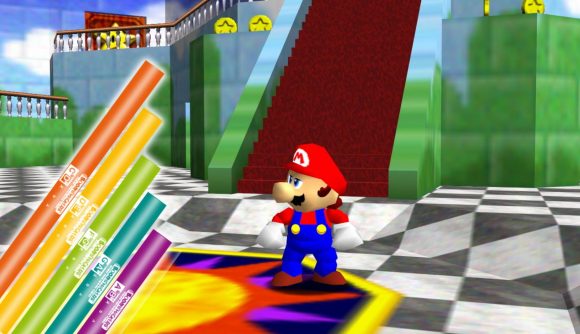 Mario music pipes: A screenshot of Super Mario 64 is visible, with musical pipes coming in from the side