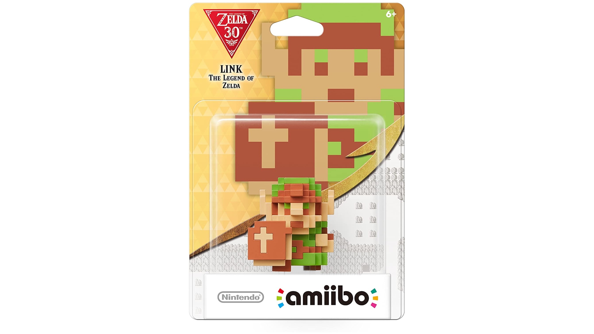 Nintendo Gifts: image shows an 8-Bit Link amiibo in its box.