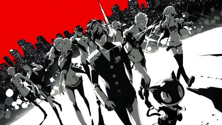 Black white and red classic style Persona 5 wallpaper