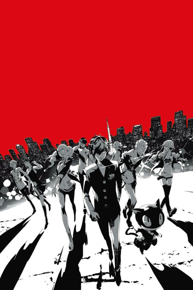 Classic black red and white style Persona 5 wallpaper for mobile
