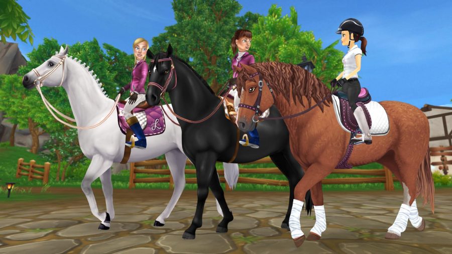 Three Star Stable horses and riders