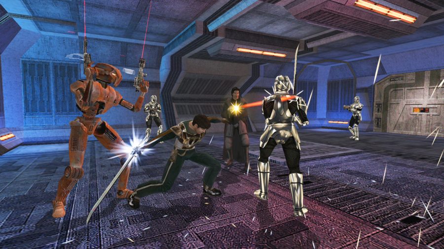 Kotor II review - people fighting with swords and guns