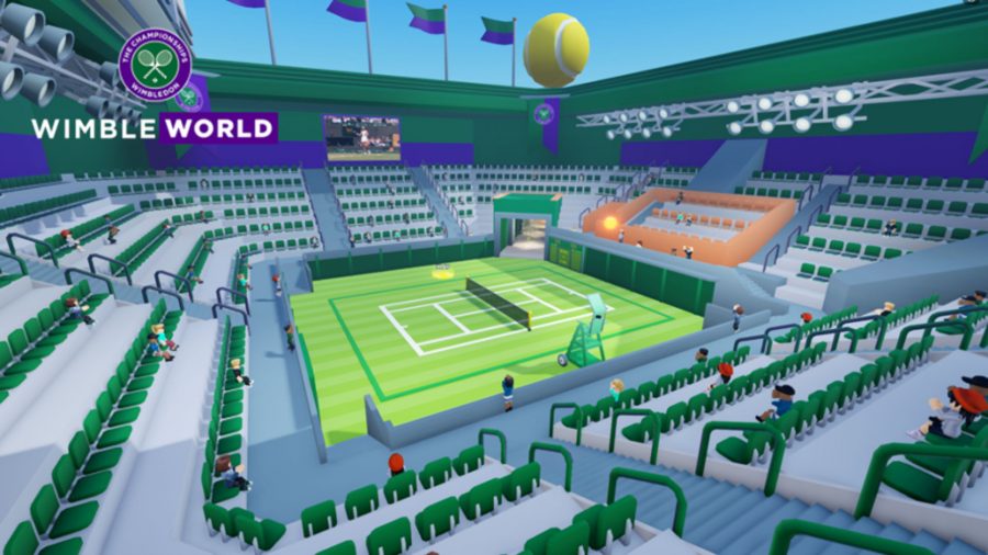 WimbleWorld codes; a tennis stadium