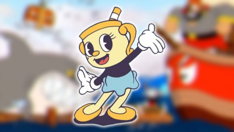 Cuphead characters: a female animated character with a chalice for a head is visible 
