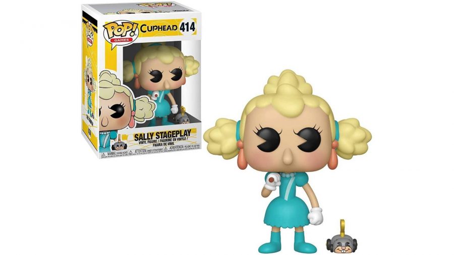 Cuphead Funko Pop: A product image shows a Funko pop figure of Sally Stageplay from Cuphead 