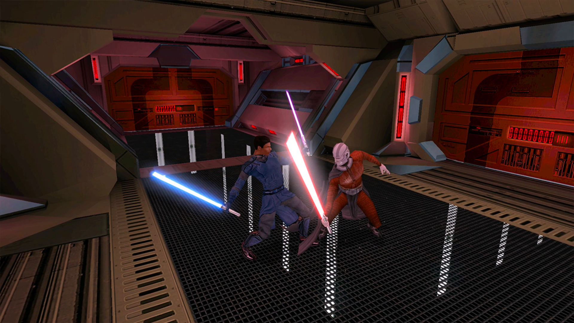 A jedi and Sith fighting