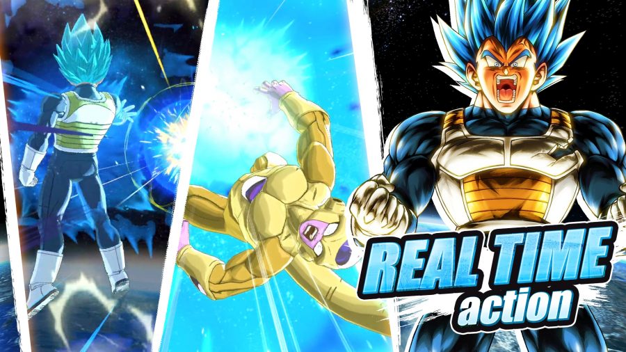 Dragon Ball Legends download - Vegeta going Super Saiyan blue and attacking Frieza