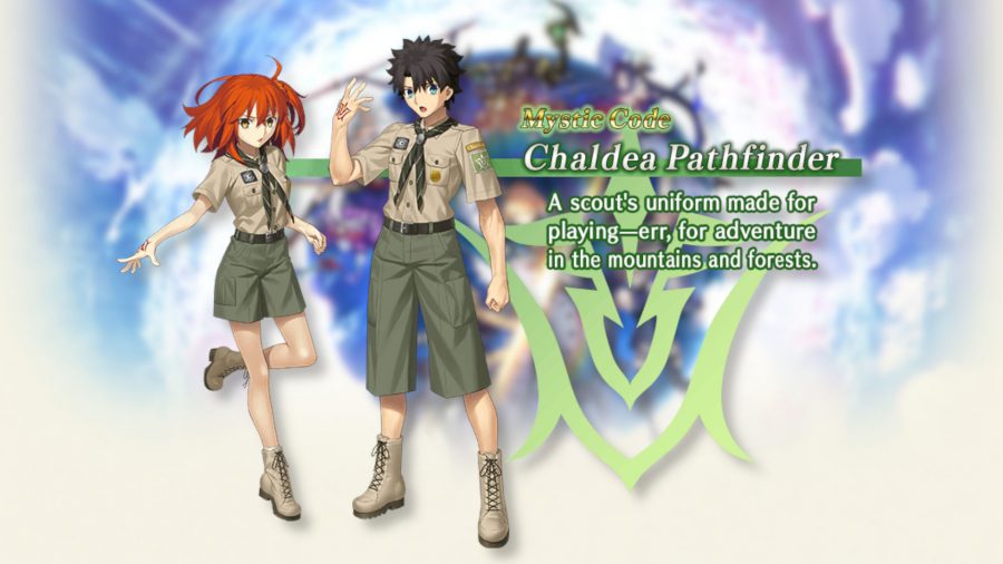 Image of the chaldea pathfinder scout outfit with male and female characters