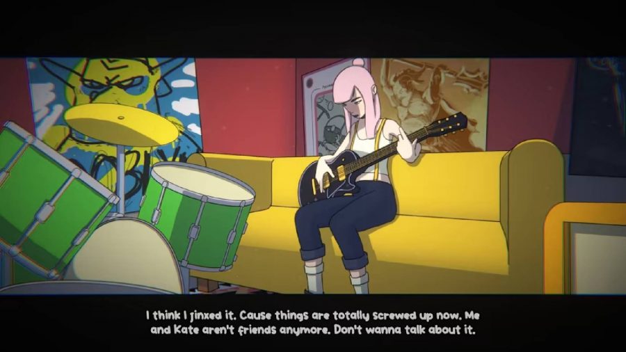 Loud review: A girl sits on a sofa playing guitar 