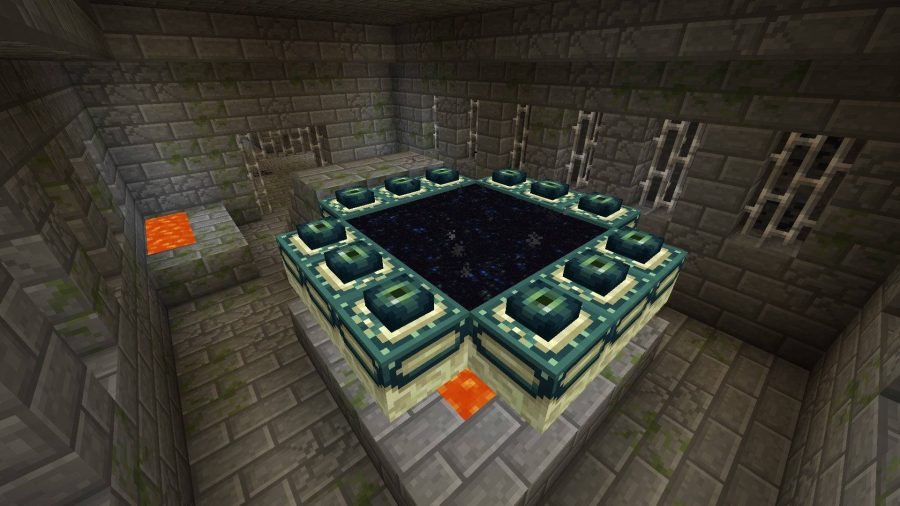 Minecraft endportal: an image shows a series of blocks formed to create a portal to another world
