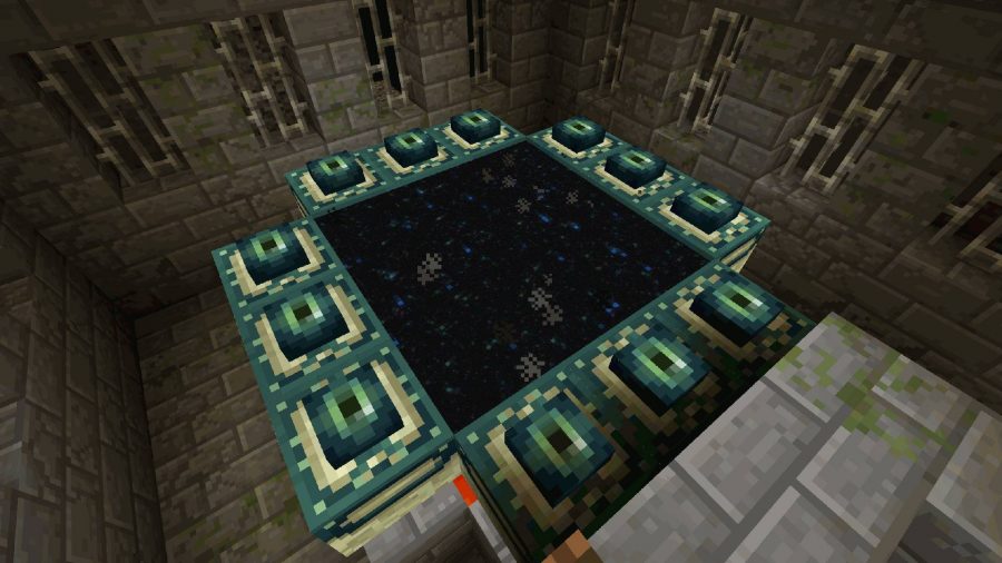Minecraft endportal: an image shows a series of blocks formed to create a portal to another world