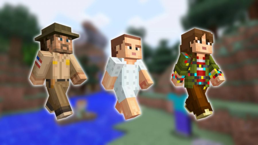 Minecraft Skins: Characters from Stranger Things are visible in the Minecraft style