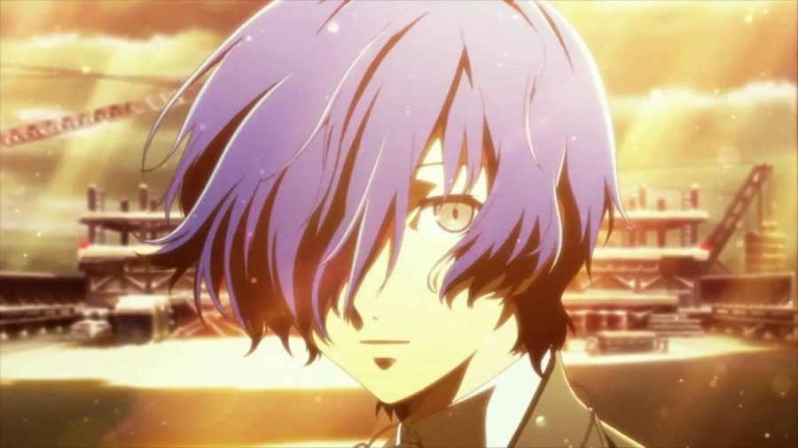 Persona 3 protagonist: An image shows the protagonist of Persona 3, a blue-haired teenager in a school outfit