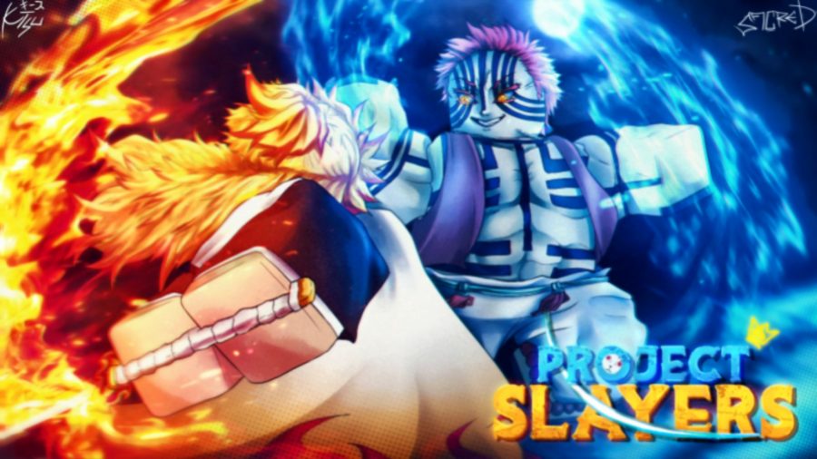 Project Slayers codes - two avatars fighting, one using fire and the other using ice