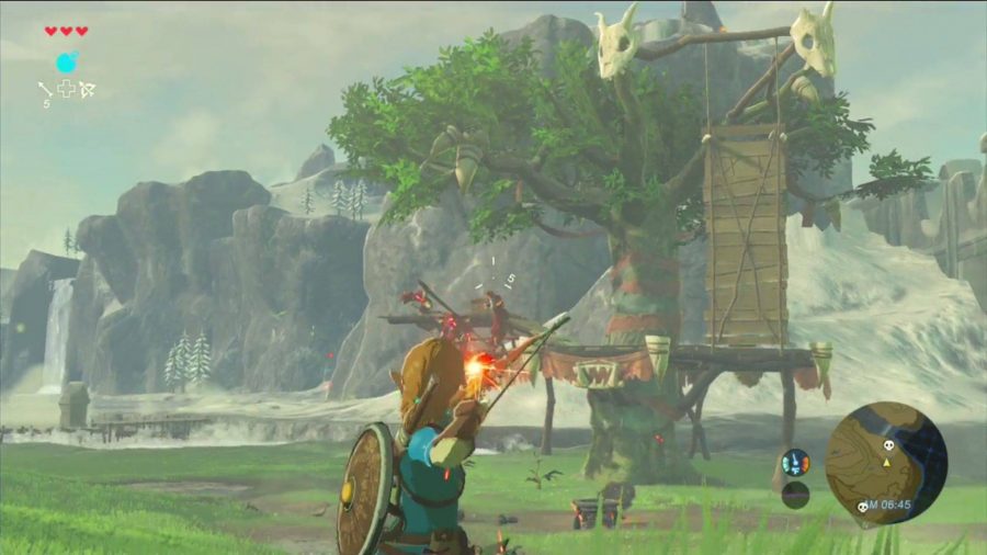 Sandbox games: a screenshot from Breath of the Wild shows Link readyign his bow to fire at enemies 