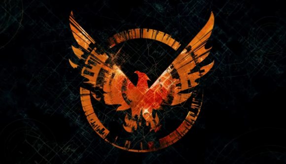 A dark radar map that has The Division Resurgence gameplay logo over the front of it, which is an orange eagle encompassed by an orange circle