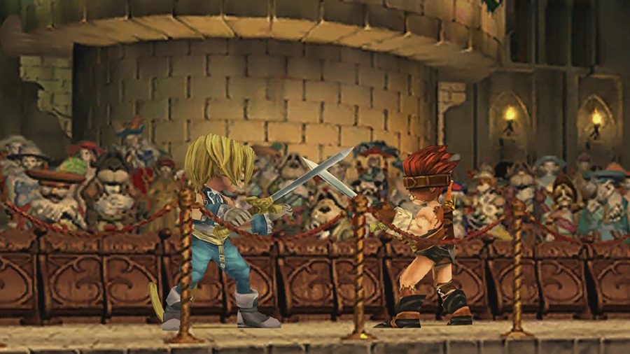 Two Final Fantasy IX characters having a swordfight