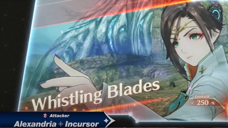 Xenblade Chronicles 3 heroes: a chaarcter porttrait shows a female character named Alexandria 